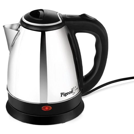 Pigeon Stovekraft 1.5 L Shiny Steel Electric Kettle, Silver