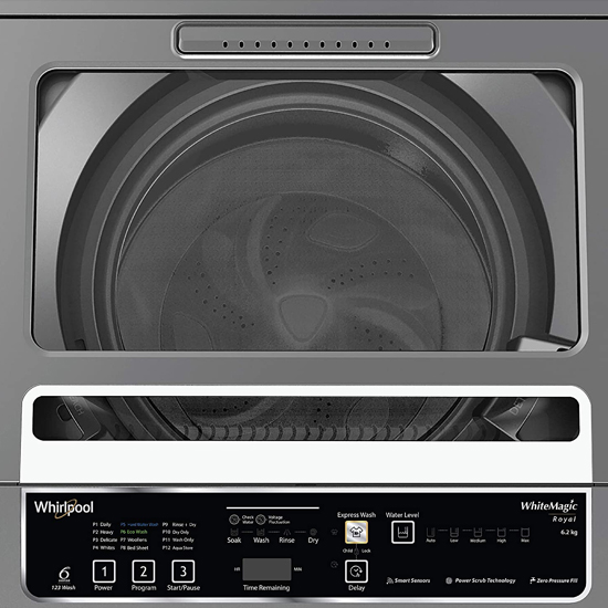 Whirlpool 6.2 Kg Fully Automatic Top Load Washing Machine (WM ROYAL 6.2), Shiny Grey 