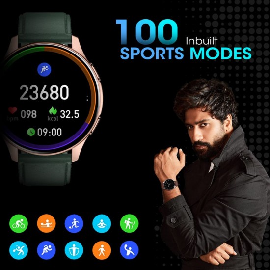 Fire-Boltt INVINCIBLE 1.39 Inch AMOLED Display 100 Sports Modes Inbuilt Watch Faces Bluetooth Calling Smart Watch, Green L