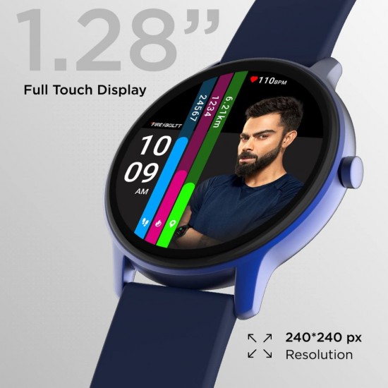Fire-Boltt Rage Full Touch 1.28” Display, 60 Sports Modes with IP68 Rating Smartwatch, Sp02 Tracking, Navy Blue