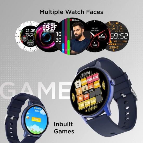 Fire-Boltt Rage Full Touch 1.28” Display, 60 Sports Modes with IP68 Rating Smartwatch, Sp02 Tracking, Navy Blue