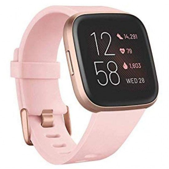 Fitbit Versa 2 Health and Fitness Color AMOLED Touchscreen Display Smartwatch, Petal & Copper Rose