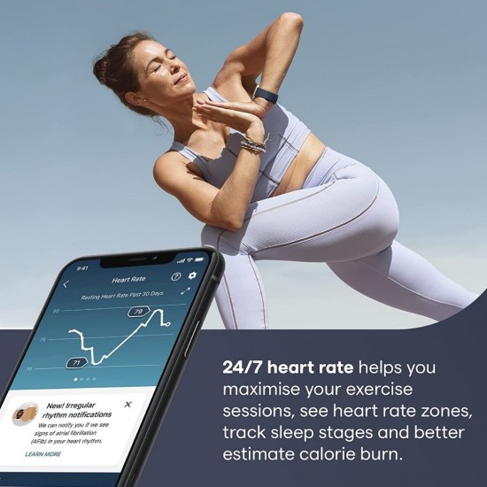 Fitbit Versa 3 Health & Fitness 4.01 cm Amoled, Alexa Built-in, 6+ Days Battery, Fast Charging, Gold/Midnight Blue
