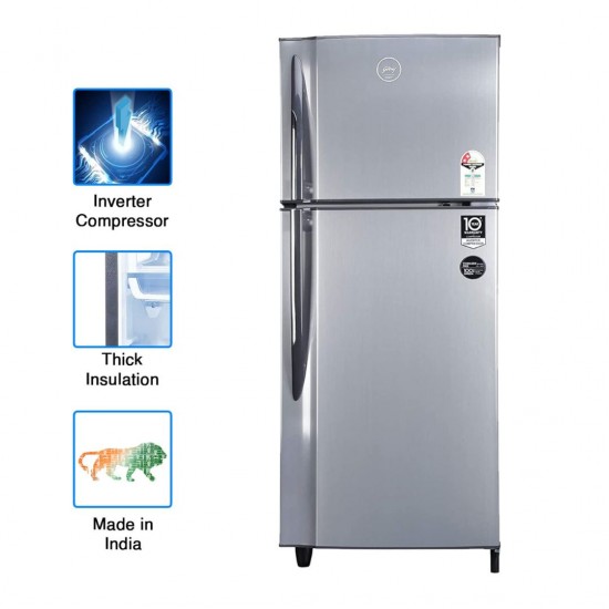 Godrej 236L Frost Free Double Door Refrigerator RF EON 236B 25 HI SI ST, Sleek Steel