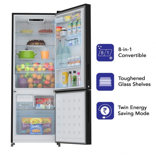Haier 276L Frost Free inverter Bottom Mounted Double Door Refrigerator HRB-2964PSG-E, Black Spiral Glass