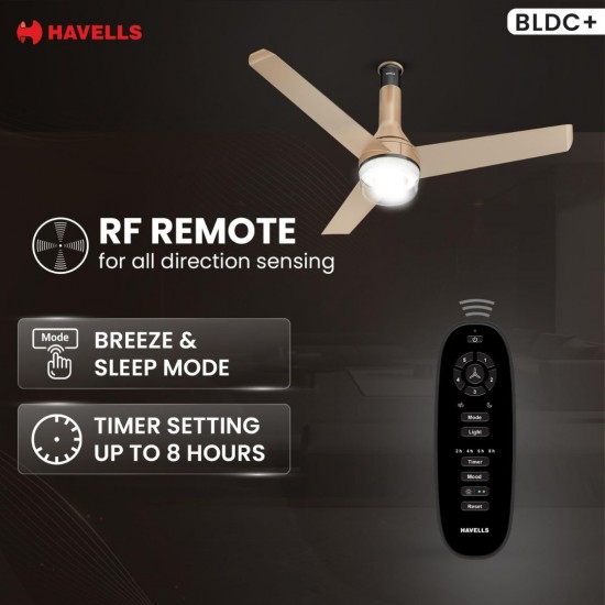 Havells 1200mm Crista Underlight BLDC Ceiling Fan – Champagne Cola