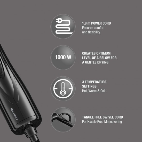 Havells HC4085 5 in 1 Hair Styler Straightener, 19mm Curler, Black