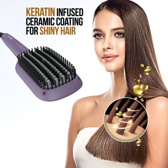 Havells HS4201 Keratin Infused Hair Straightening Brush, Purple