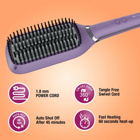Havells HS4201 Keratin Infused Hair Straightening Brush, Purple
