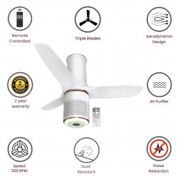Havells Stealth Puro Air 1250MM Air Purifier & Remote Control Ceiling Fan, Sweep Pearl White LT. Copper Havells Stealth Puro Air 1250MM Air Purifier & Remote Control Ceiling Fan, Sweep Pearl White LT. Copper