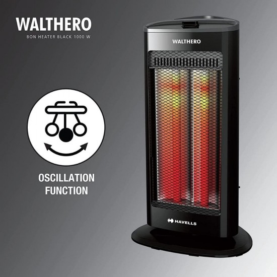 Havells Walthero 1000 Watt Carbon Room Heater, Black