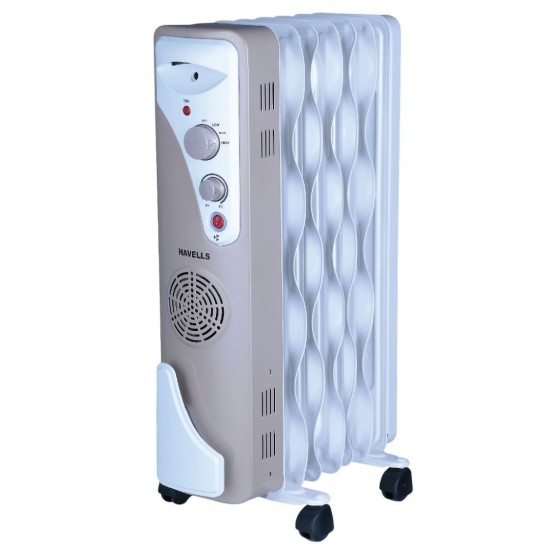 Havells Wave OFR 7 Fin 1900W Oil Filled Room Heater With Fan, Beige