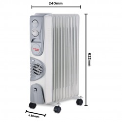 Hindware Salome 11 Fin OFR Room Heater With Forced Rapid Heating System, HOFRSL11WNML1, Grey