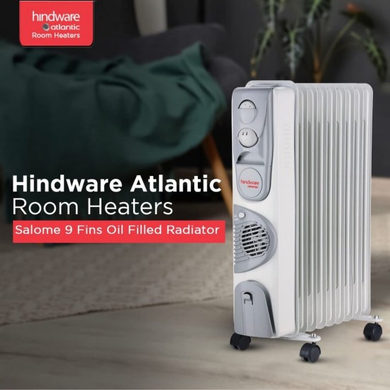 Hindware Salome 9 Fin OFR With Forced Rapid Heating Room Heater, Grey