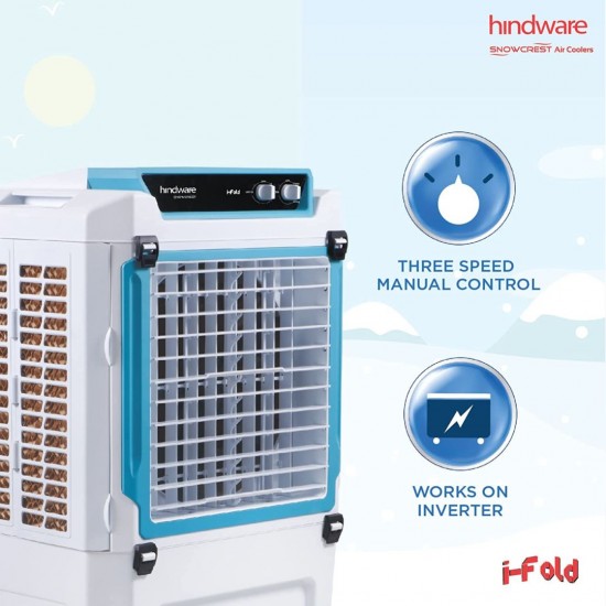 Hindware Snowcrest i-Fold 90L Foldable Desert Air Cooler, Turquoise White