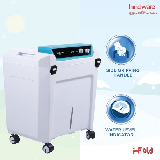 Hindware Snowcrest i-Fold 90L Foldable Desert Air Cooler, Turquoise White