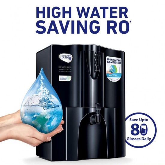HUL Pureit Eco Water Saver Mineral RO+UV+MF 10L Water Purifier, Counter top Black