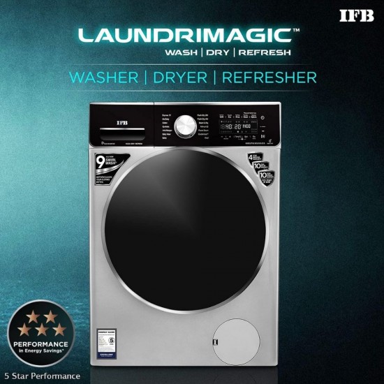 IFB 8.5/6.5 kg Refresher Laundrimagic 3-in-1 Wi-fi enabled Inverter with Steam Washer with Dryer with In-built Heater Executive ZXS, Silver