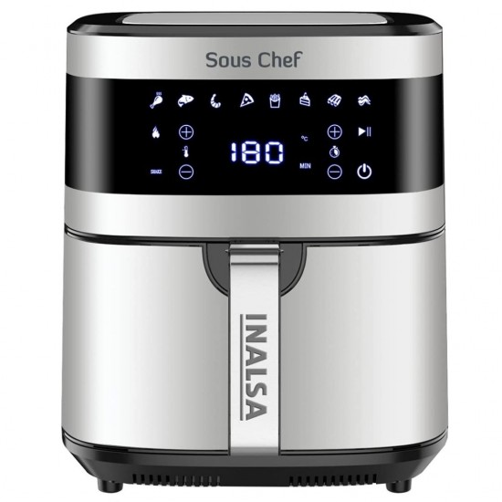Inalsa Saus Chef 6.5L 1650W Digital Air Fryer, Silver & Black 