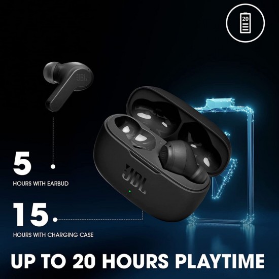 JBL Wave 200 TWS, 20 Hours Playtime, JBL Deep Bass Sound, Black