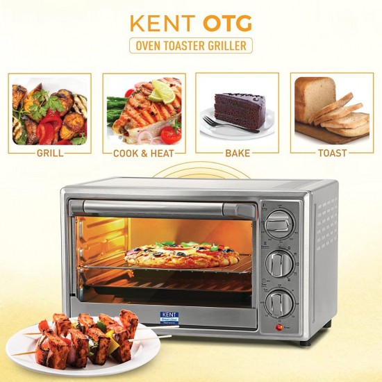 Kent 16041 Oven Toaster Grill/OTG 30 Litre Bake, Grill, & Toast, Stainless Steel Housing Body, Silver