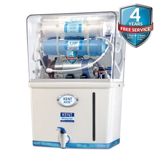Kent Ace Extra Alkaline 8L RO+UV+UF+TDS Control+Alkaline+UV in Tank Water Purifier, White