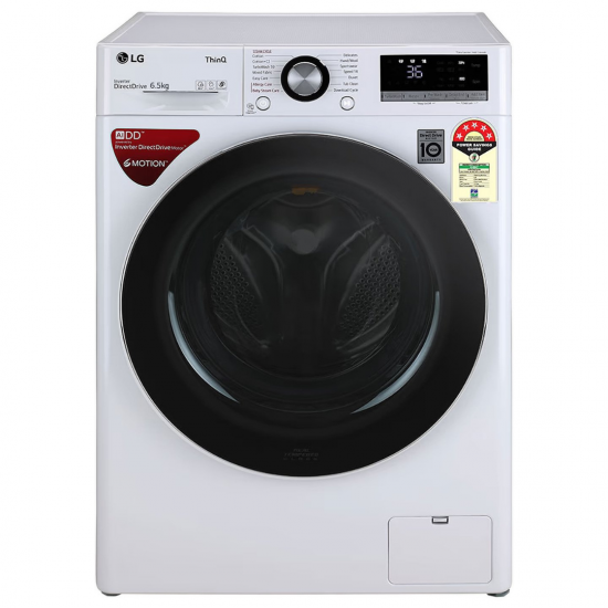 LG 6.5 Kg 5 Star Inverter Fully-Automatic Front Loading with 6 Motion Direct Drive Technology Washing Machine FHV1265ZFW.ABWQEIL, White