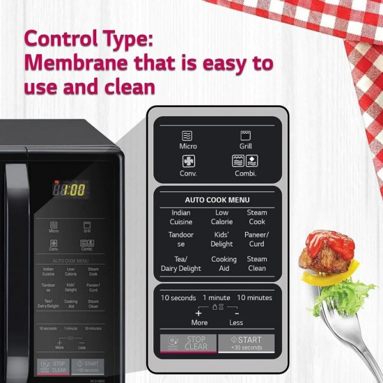 LG MC2146BG 21L Convection Microwave Oven – 151 Auto Cook Menus, Glossy Black