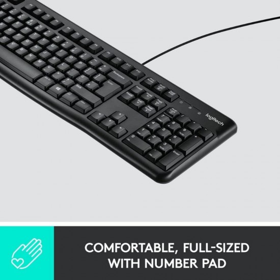Logitech K120 Multi-Device Compatible with PC, Laptop Wired Keyboard, Black