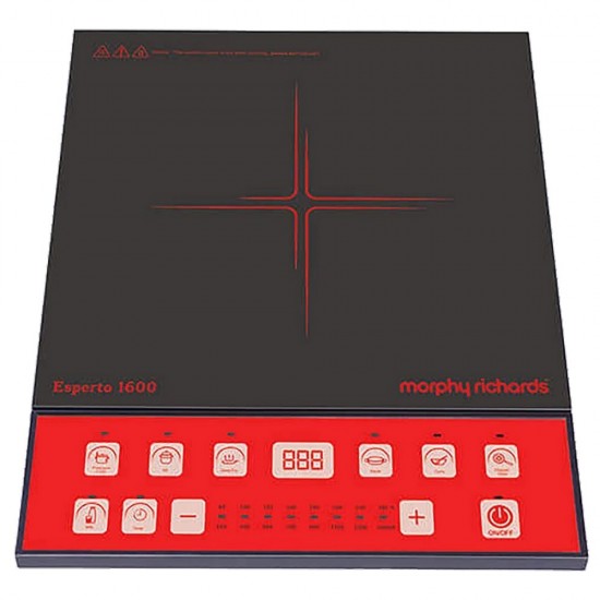 Morphy Richards Esperto 1600 W Glass Plate Auto Switch Off Induction Cooktop, Black and Red