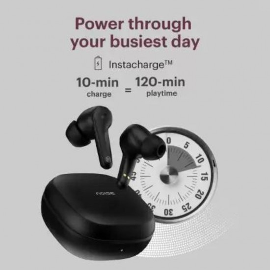 Noise Buds Prima 2 Earbuds with 50 hrs of playtime and Quad Mic Bluetooth Headset, Charcoal Black