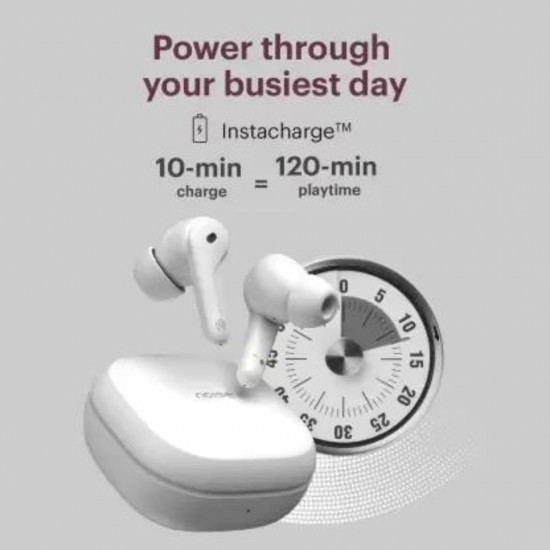 Noise Buds Prima 2 Earbuds with 50 hrs of playtime and Quad Mic Bluetooth Headset, White