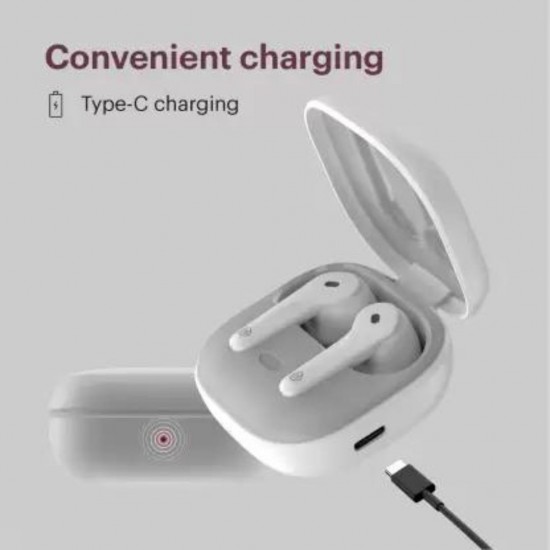 Noise Buds Prima 2 Earbuds with 50 hrs of playtime and Quad Mic Bluetooth Headset, White