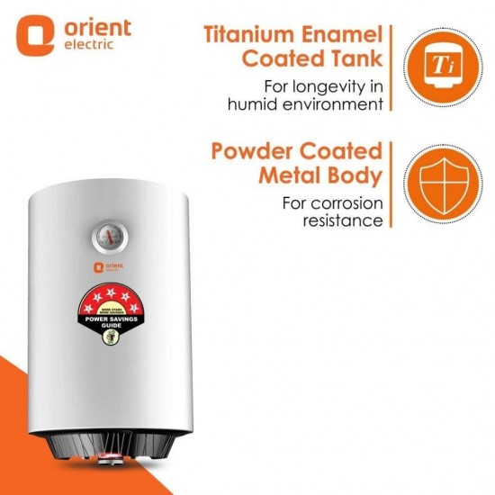 Orient Electric Ecosmart Plus 15L 5 Star 2000W Vertical Storage Water Geyser, White