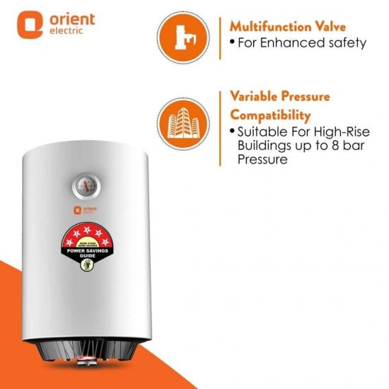 Orient Electric Ecosmart Plus 15L 5 Star 2000W Vertical Storage Water Geyser, White
