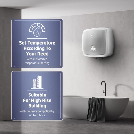 Orient Electric Enamour Prime 15L Glassline Storage Water Heater Geyser, 5-layer safety shield, White