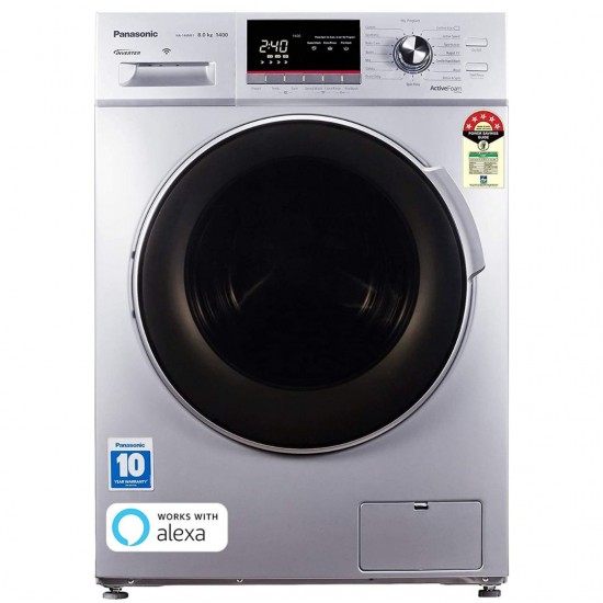 Panasonic NA-148MF1L01 8.0 Kg 5 Star Wifi Inverter Fully-Automatic Front Loading Washing Machine, Compatible with Alexa, Silver