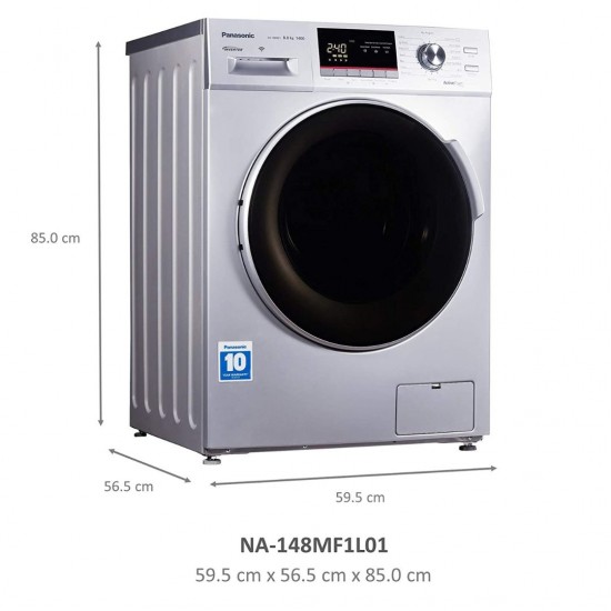 Panasonic NA-148MF1L01 8.0 Kg 5 Star Wifi Inverter Fully-Automatic Front Loading Washing Machine, Compatible with Alexa, Silver
