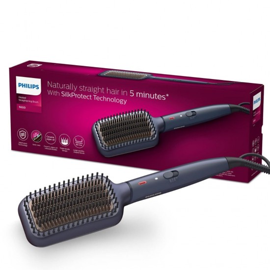 Philips BHH885/10 Heated Straightening Brush ThermoProtect Technology, Ionic care, Nave Blue