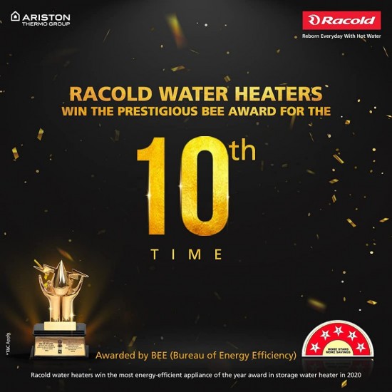 Racold Omnis Lux Plus 25L Electric Water Geyser 2kw, Black