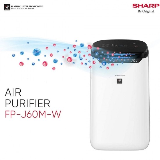 Sharp FP-J60M-W for Homes and Offices Dual Purification True HEPA H14, Carbon, Pre-Filter, White