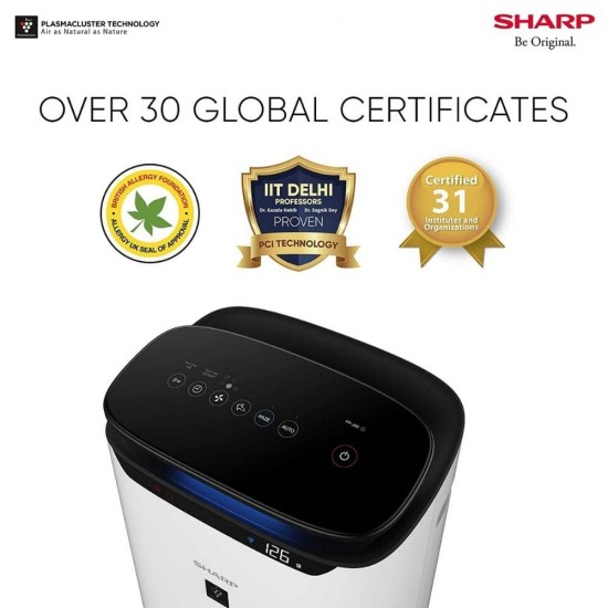 Sharp FP-J60M-W Dual Purification True HEPA H14, Carbon, Pre-Filter, White