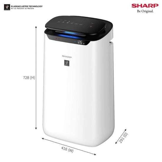 Sharp FP-J60M-W for Homes and Offices Dual Purification True HEPA H14, Carbon, Pre-Filter, White