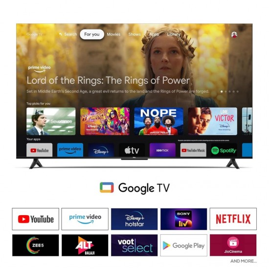 TCL 55P65 139 cm (55 inches) Metallic Bezel-Less Series 4K Ultra HD Smart LED Google TV, Black