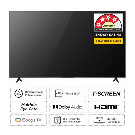 TCL 55P65 139 cm (55 inches) Metallic Bezel-Less Series 4K Ultra HD Smart LED Google TV, Black