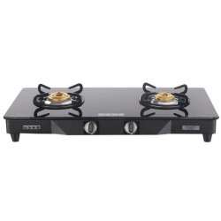 Usha Ebony GS2001 Aluminium 2 Burner Shatterproof Gas Stove, Black