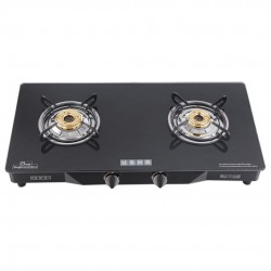 Usha Ebony GS2001 Aluminium 2 Burner Shatterproof Gas Stove, Black