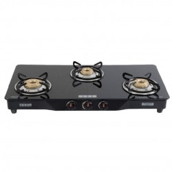 Usha Ebony GS3 001 Aluminium 3 Burner Shatterproof Gas Stove, Black