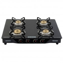 Usha Ebony GS 4001 Aluminium 4 Burner Shatterproof Gas Stove, Black