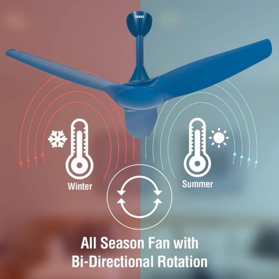Usha Heleous 1220mm BLDC Motor With Remote ABS 3 Blade Ceiling Fan, Imperial Blue